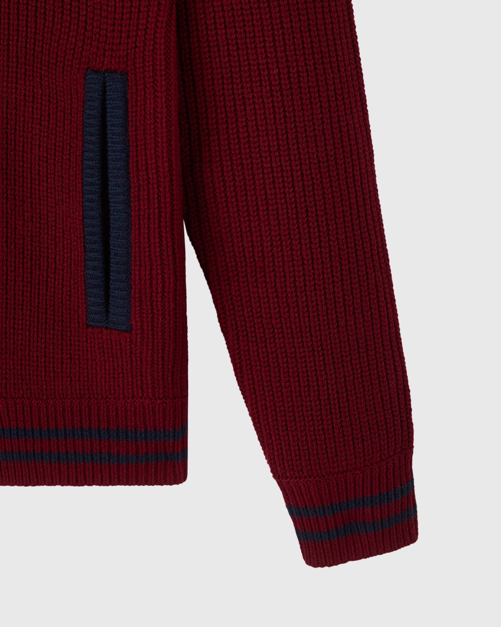 Knit Varsity Jacket - Wine