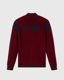 Knit Varsity Jacket - Wine