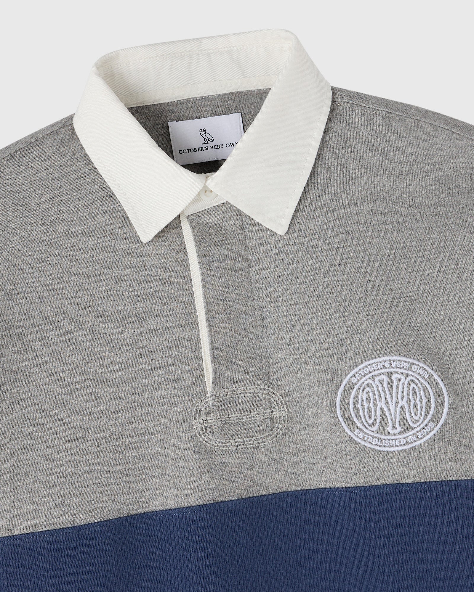 Mens | Color Block Rugby Polo | Heather Grey