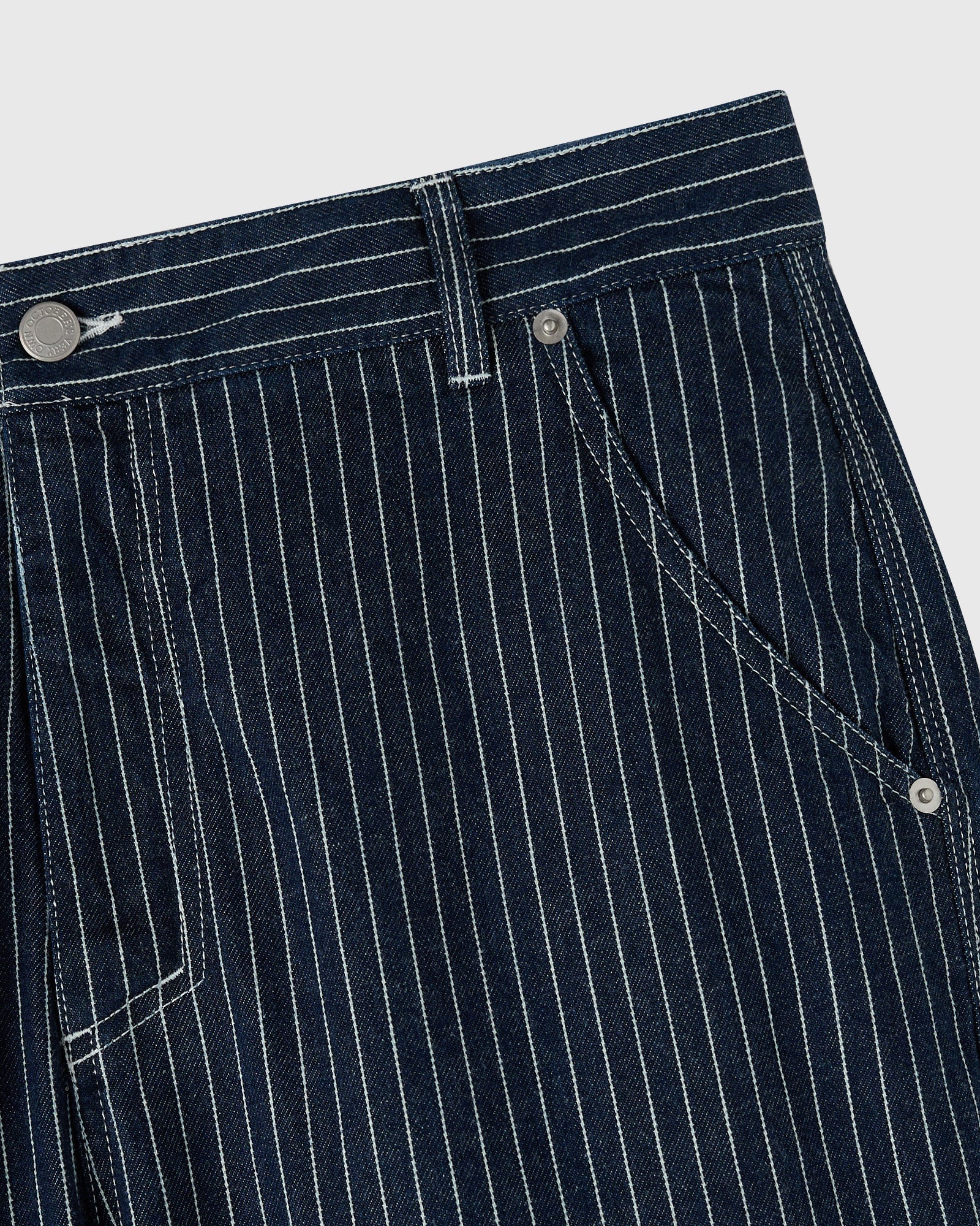 Mens | Pinstripe Denim Painter's Pant | Washed Indigo