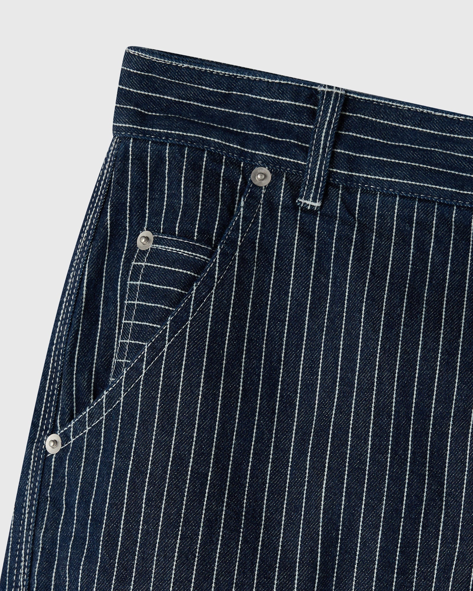 Mens | Pinstripe Denim Painter's Pant | Washed Indigo