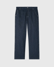 Mens | Pinstripe Denim Painter's Pant | Washed Indigo