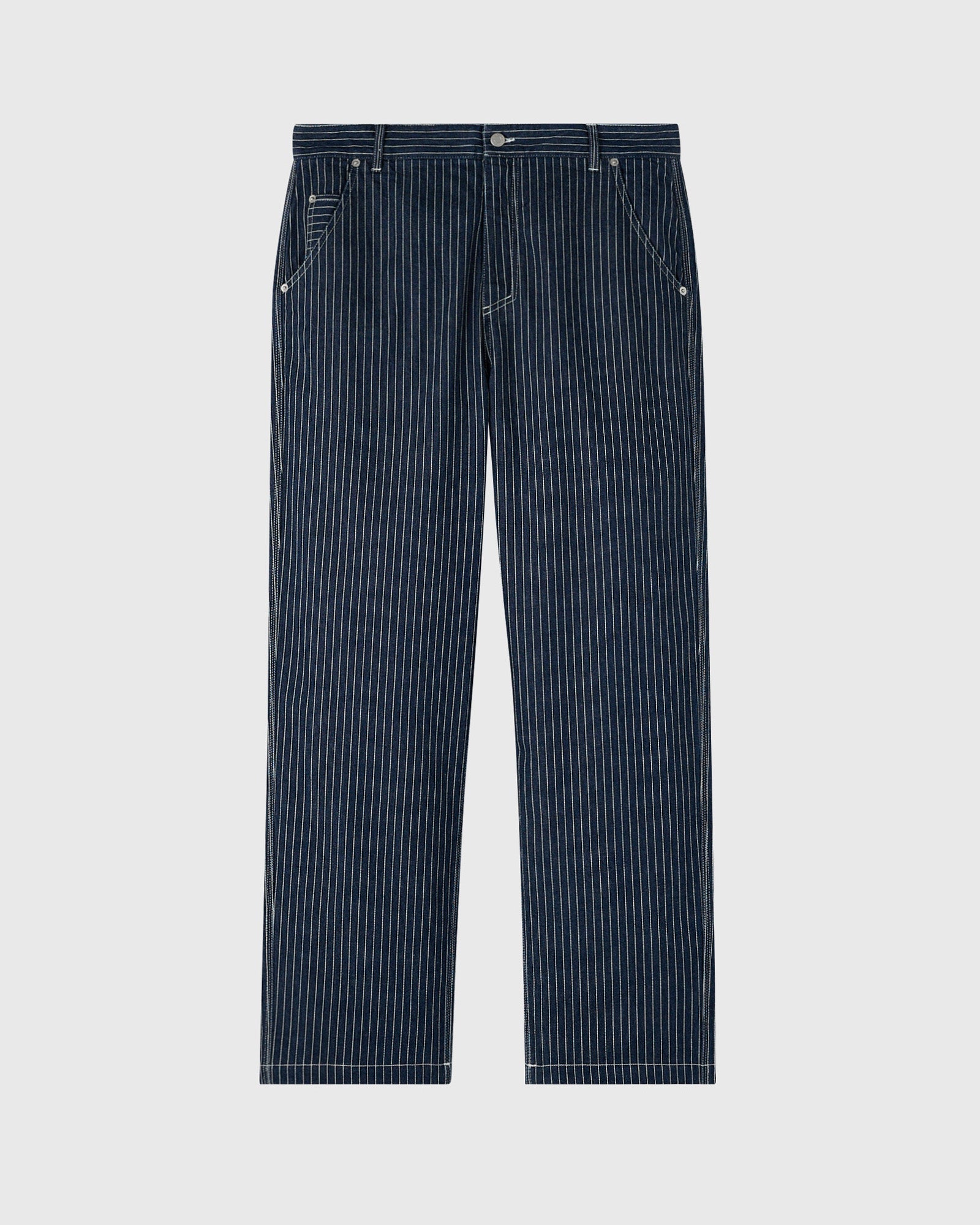 Mens | Pinstripe Denim Painter's Pant | Washed Indigo