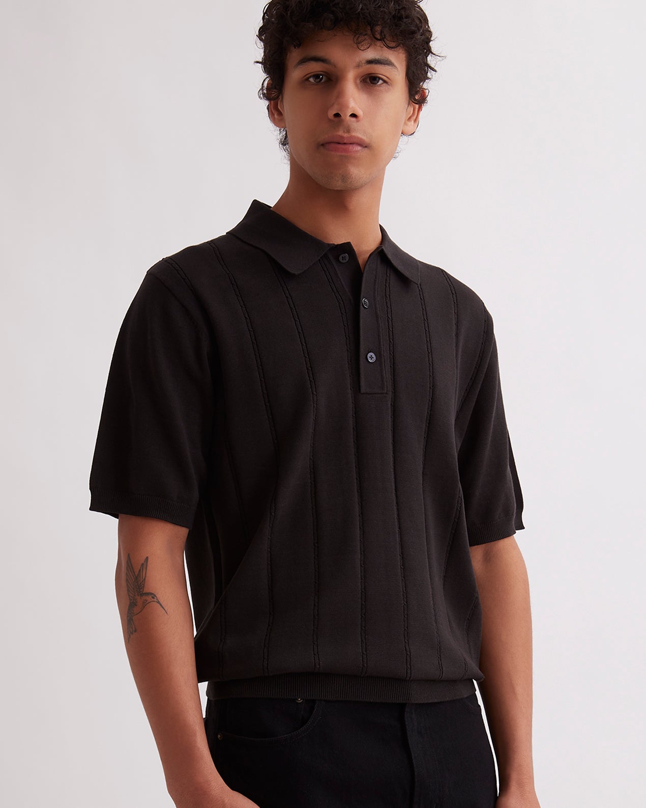 Black | Jahmad Mini Cable Knit Polo