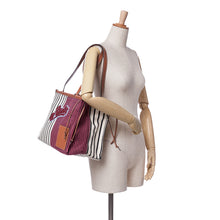 Loewe | Pre-Owned Paulas Ibiza Large Canvas Stripes Cushion Tote | Red