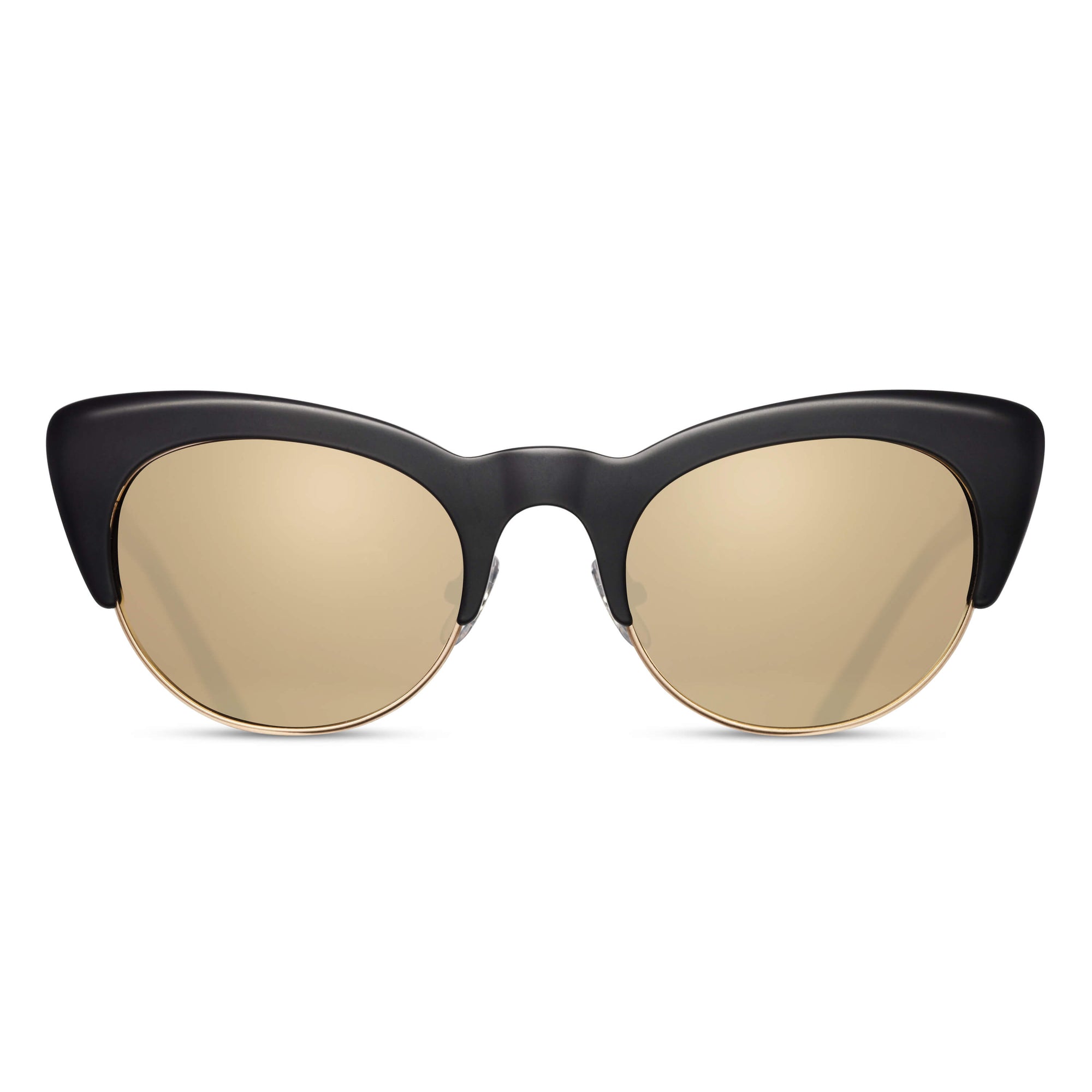 M2018 Cat Eye Sunglass | Matte Black | Gold Mirror Lens | 49MM