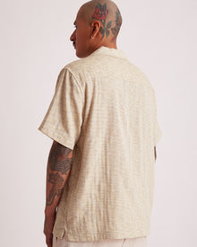 Mens | Canty Embroidered Linen Gauze SS Shirt | Antique White