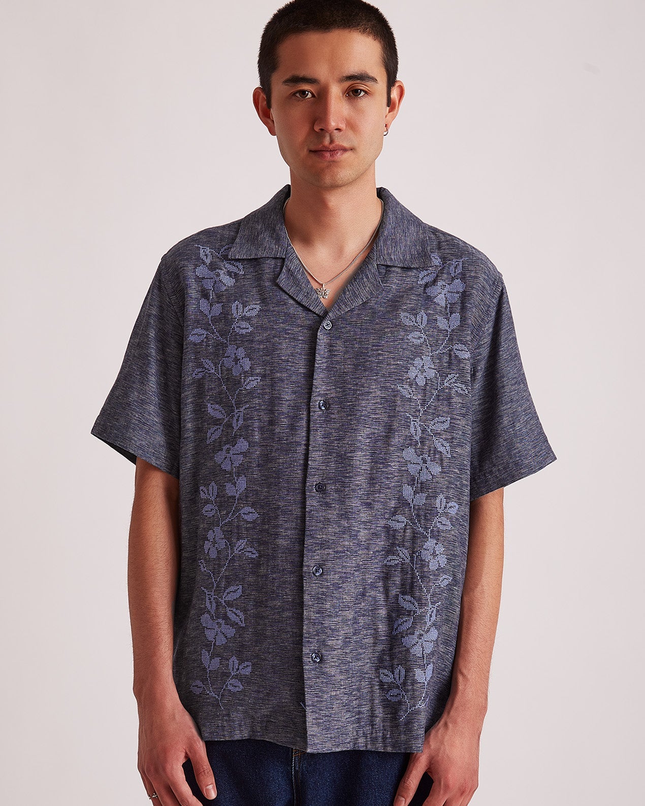 Ocean | Canty Embroidered Linen Gauze SS Shirt