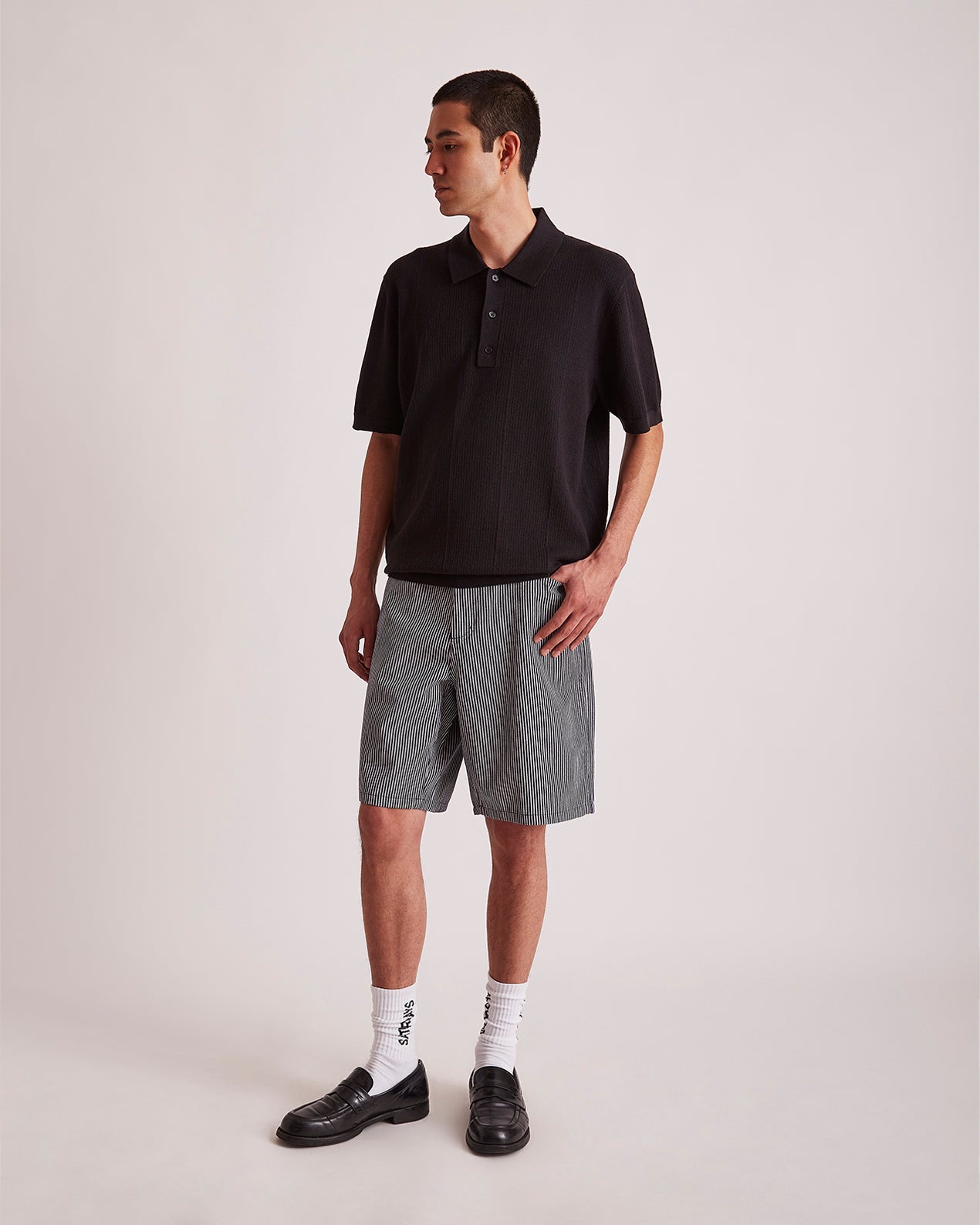 Ocean | Striped Cotton Twill Carpenter Short