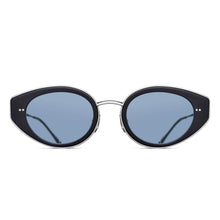 M3120 Cat Eye Sunglass | Matte Black/Brushed Silver | Cobalt Blue Lens | 52MM