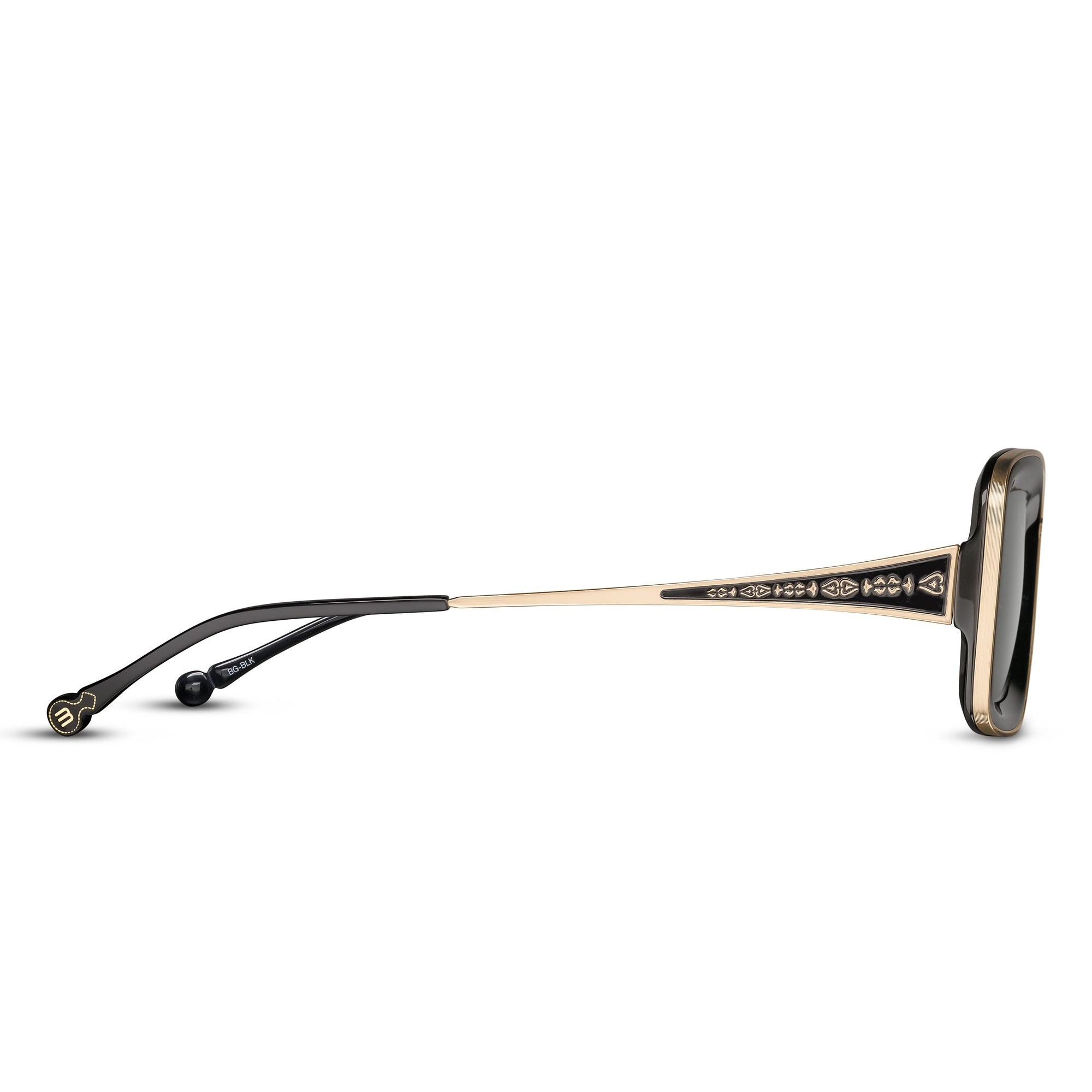 M3124 Rectangle Sunglass | Brushed Gold/Black | Grey Lens | 51MM