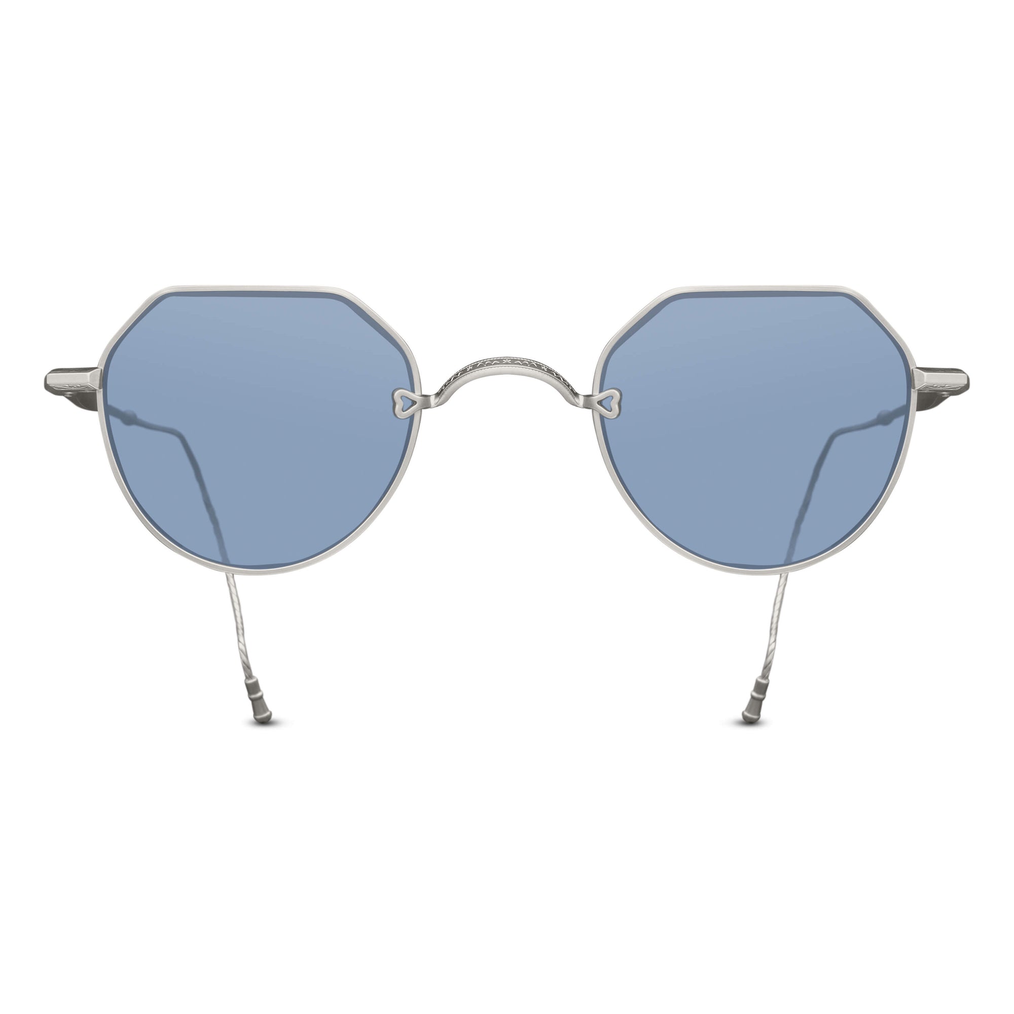M3132 Panto Sunglass | Matte Palladium White | Cobalt Blue Lens | 46MM