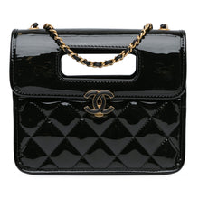 Chanel | Pre-Owned Mini Quilted Patent Graphic Catch Flap | Black