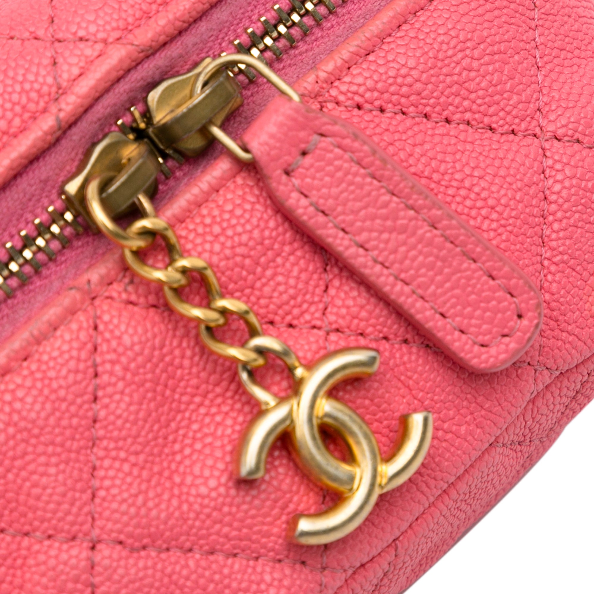 Chanel | Pre-Owned Micro Caviar Chain Vanity Bag | Pink