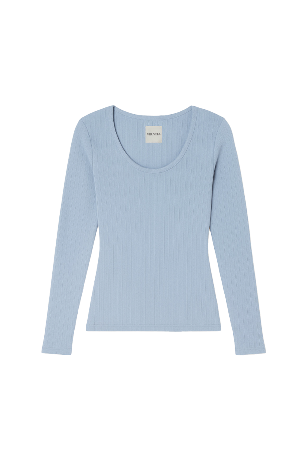 Maia Scoop Neck Pointelle Top | Vintage-Blue