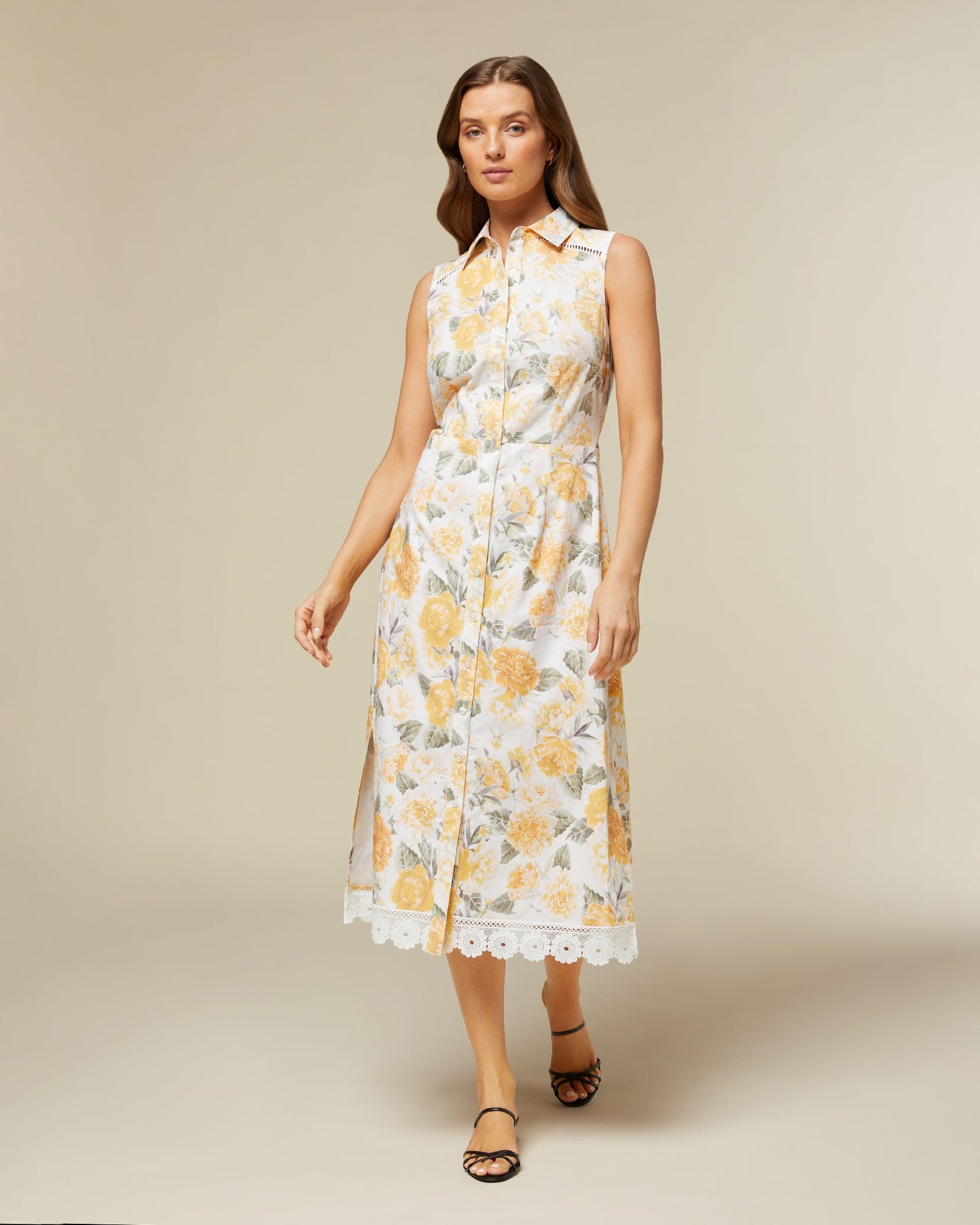 Sleeveless Shirt Dress | Ivory Yellow