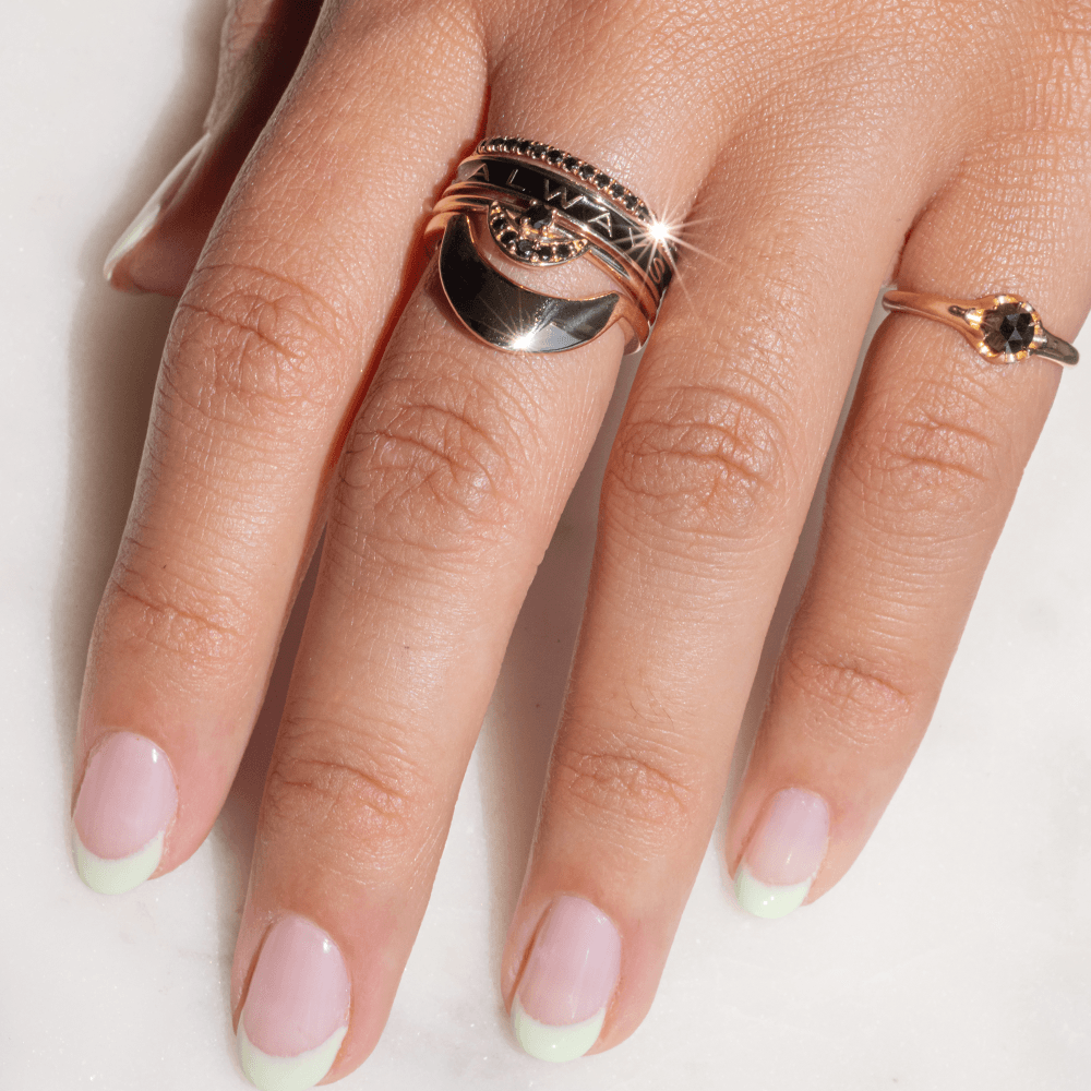 Women | Black Diamond Buttercup Ring | 14k Rose Gold