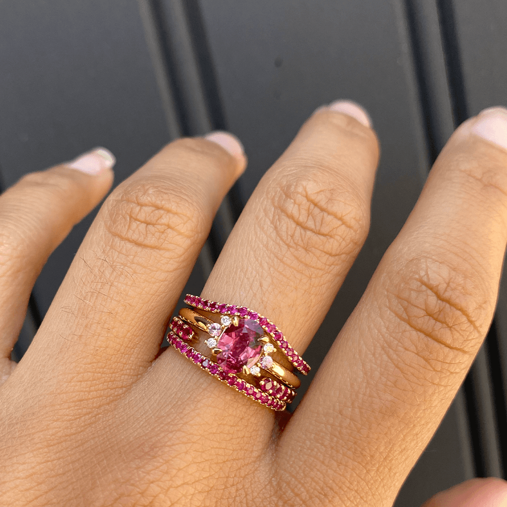 Women | Ruby Whisper Half Eternity Band | 14k Yellow Gold