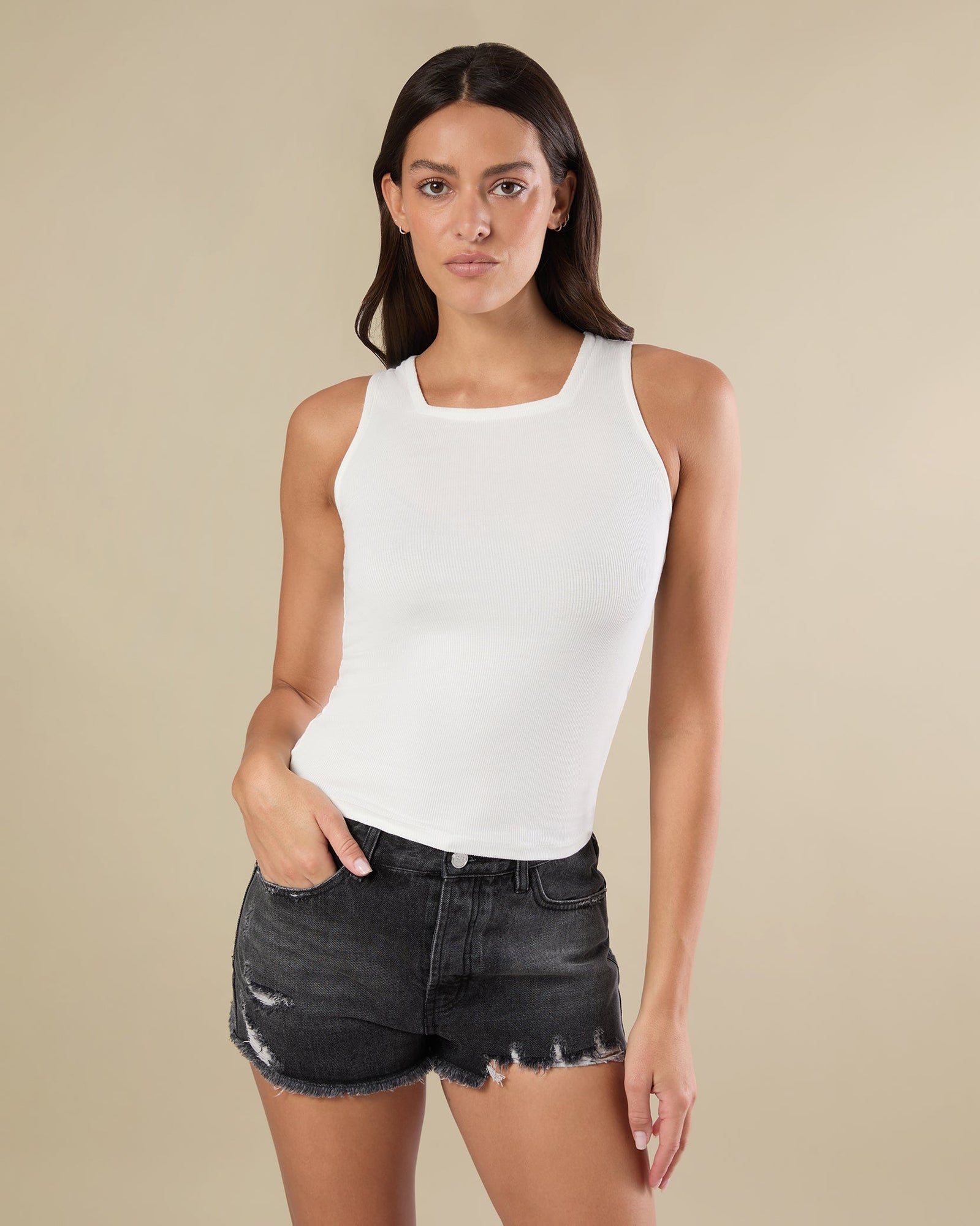 Square Neck Tank | Ivory