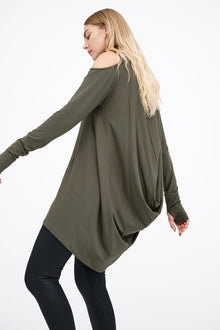 Zoya Sweatshirt Tunic | Olive Green