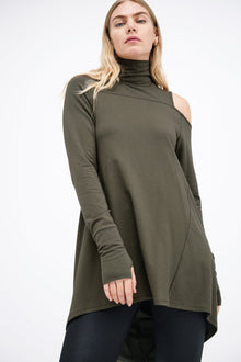 Zoya Sweatshirt Tunic | Olive Green