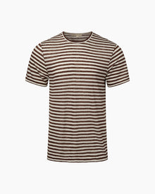 Mens | Chad Linen Tee | Chocolate/White
