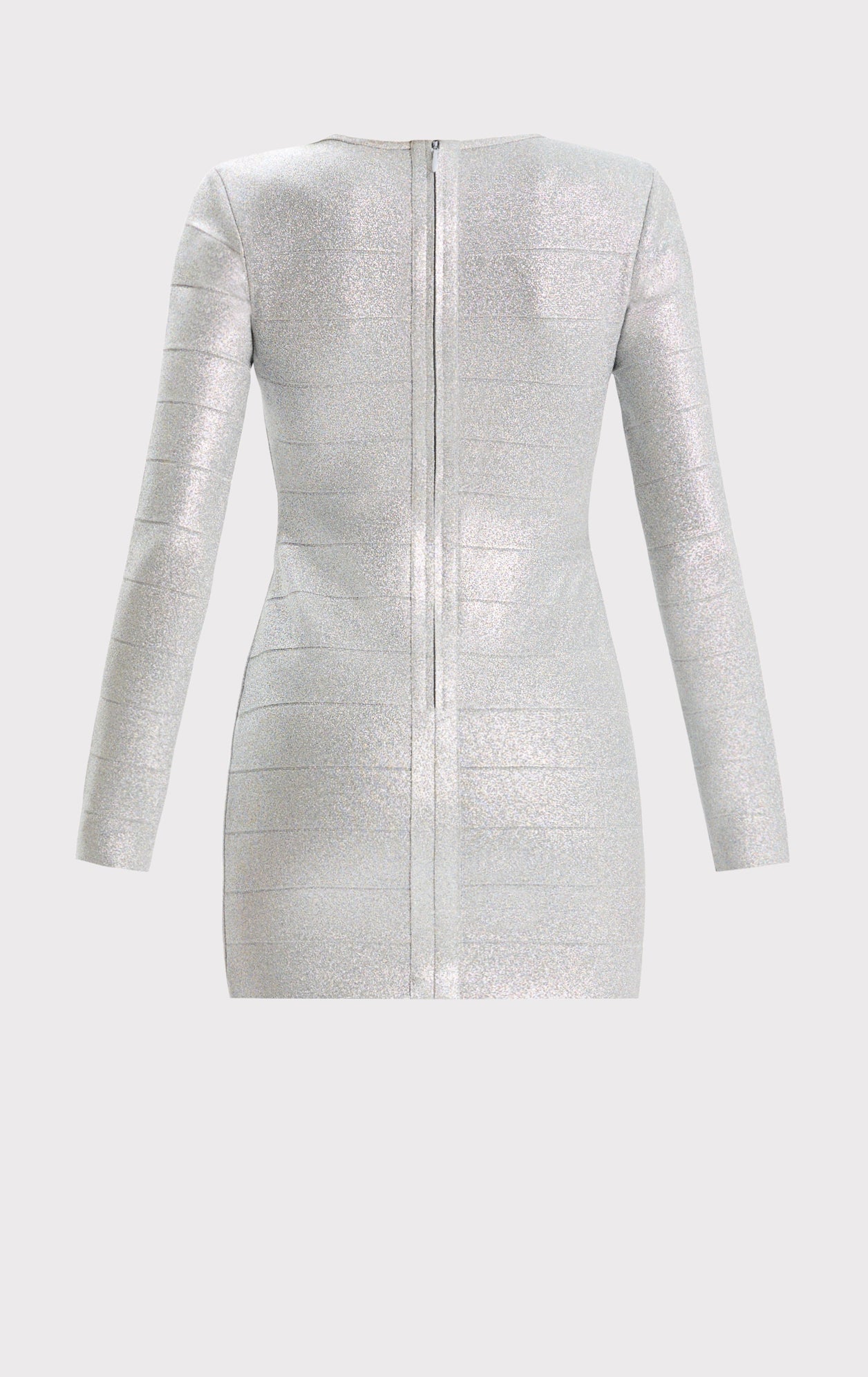 Disco Knit Crew Neck Mini Dress | Metallic Silver