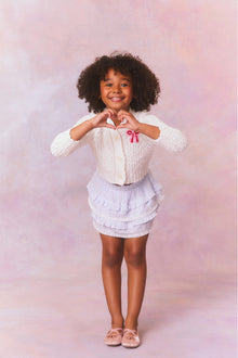 Girls Menna Bow Cardigan | White