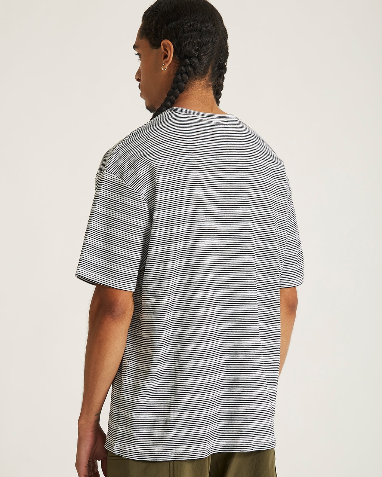 Ivory | Striped Waffle Relaxed SS Tee