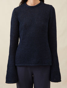 Womens | The Open-Weave Crewneck | Navy Melange