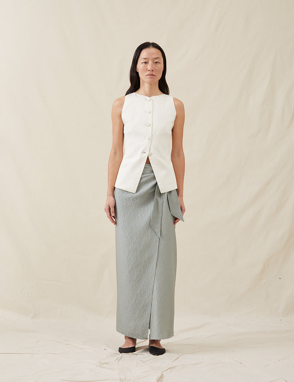Womens | The Sarong Skirt In Wave Stripe | Sky
