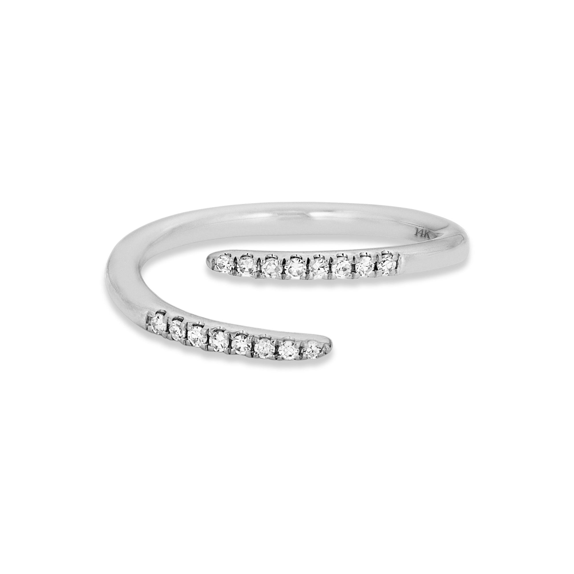 Mini Coil Pave Pinky Ring | 14K White Gold