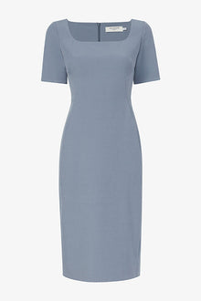 Packshot image of the Noa Dress - Recycled Wondertex in Steel Blue | Still | Exclude