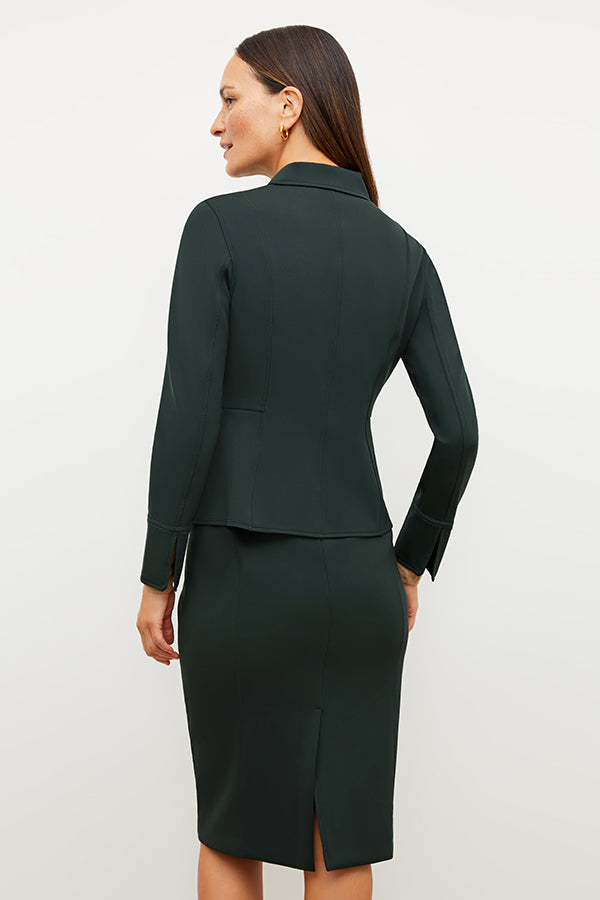 Image of a woman wearing the Chantal Skirt - Light Scuba in Forest | Exclude