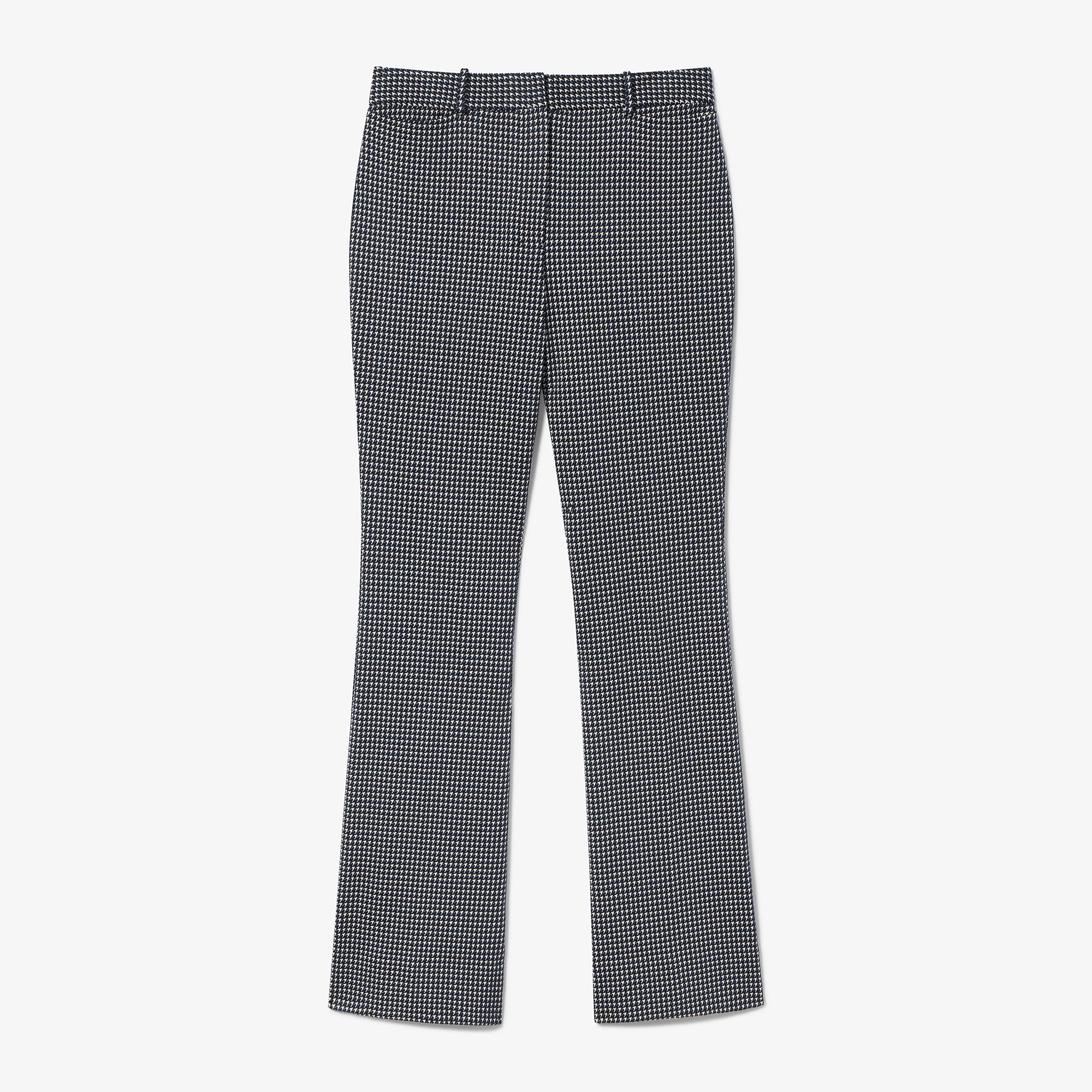 Packshot image of a woman wearing the horton pant in black and white houndstooth