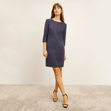 front image of a woman wearing the lancia dress in cool charcoal | Lead