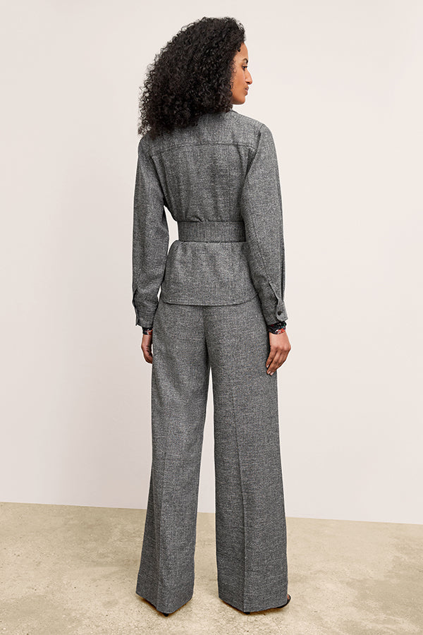 front image of a woman wearing the natalia jacket in black/white | Exclude 