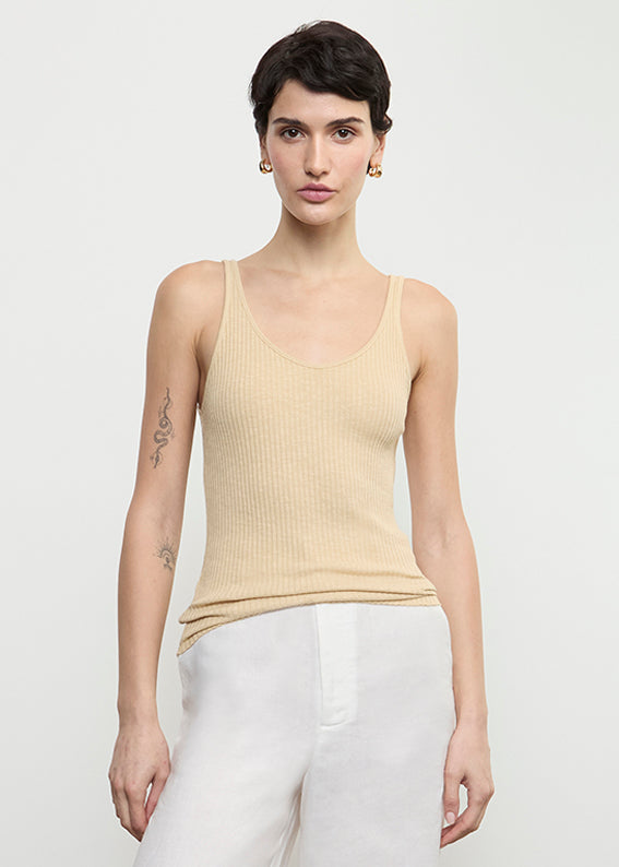 Military Rib Slim Tank | Blonde