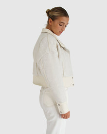 Women | Mad Love Cropped Bomber Jacket | Cream