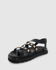 Women | Morning Mood Chunky Stud Sandal | Black