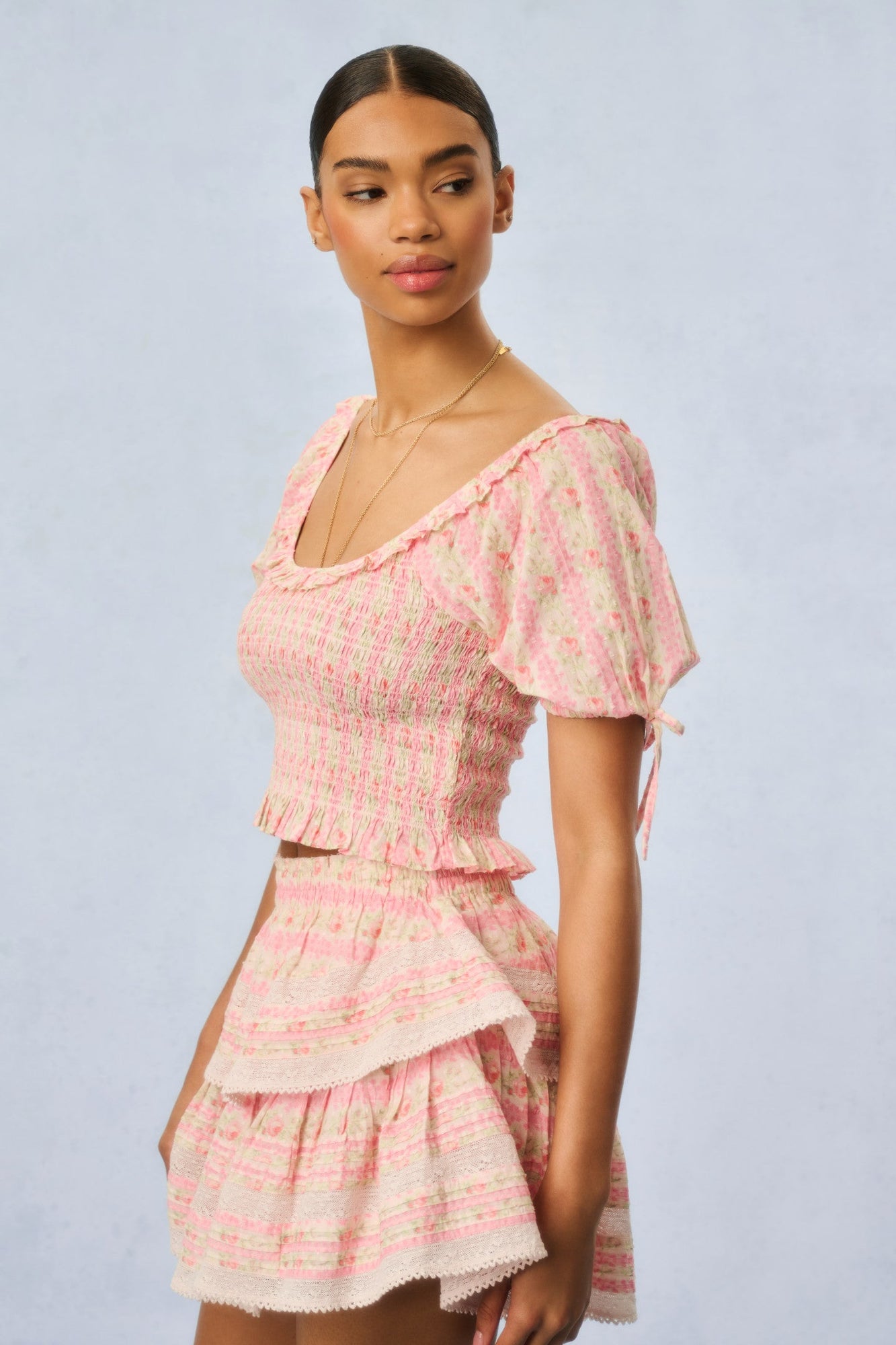 Molly Heirloom Print Top | Macaroon