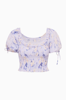 Molly Heirloom Print Top | Whisper Blue
