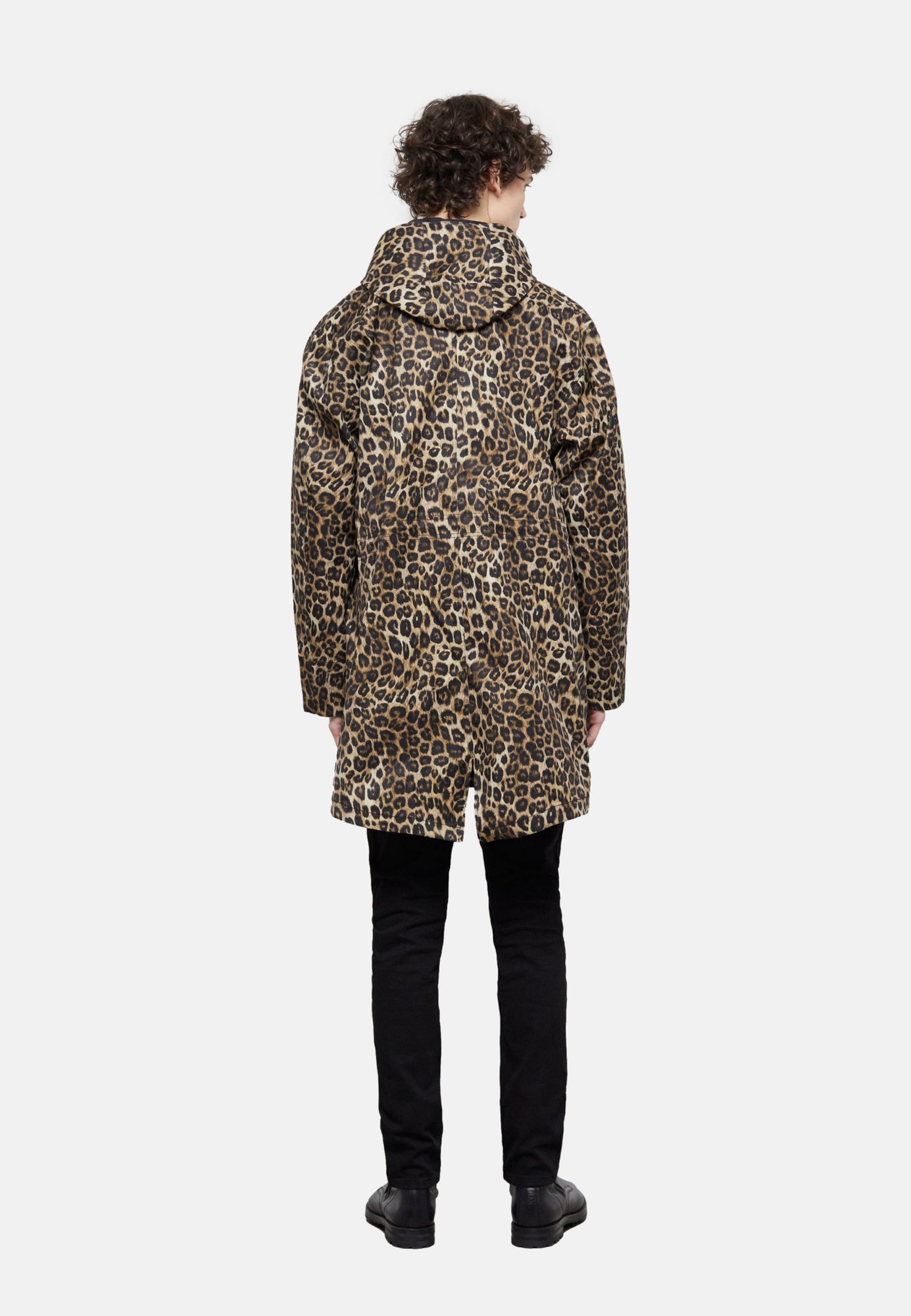 Long Parka With Print Hood | Men | Leopard