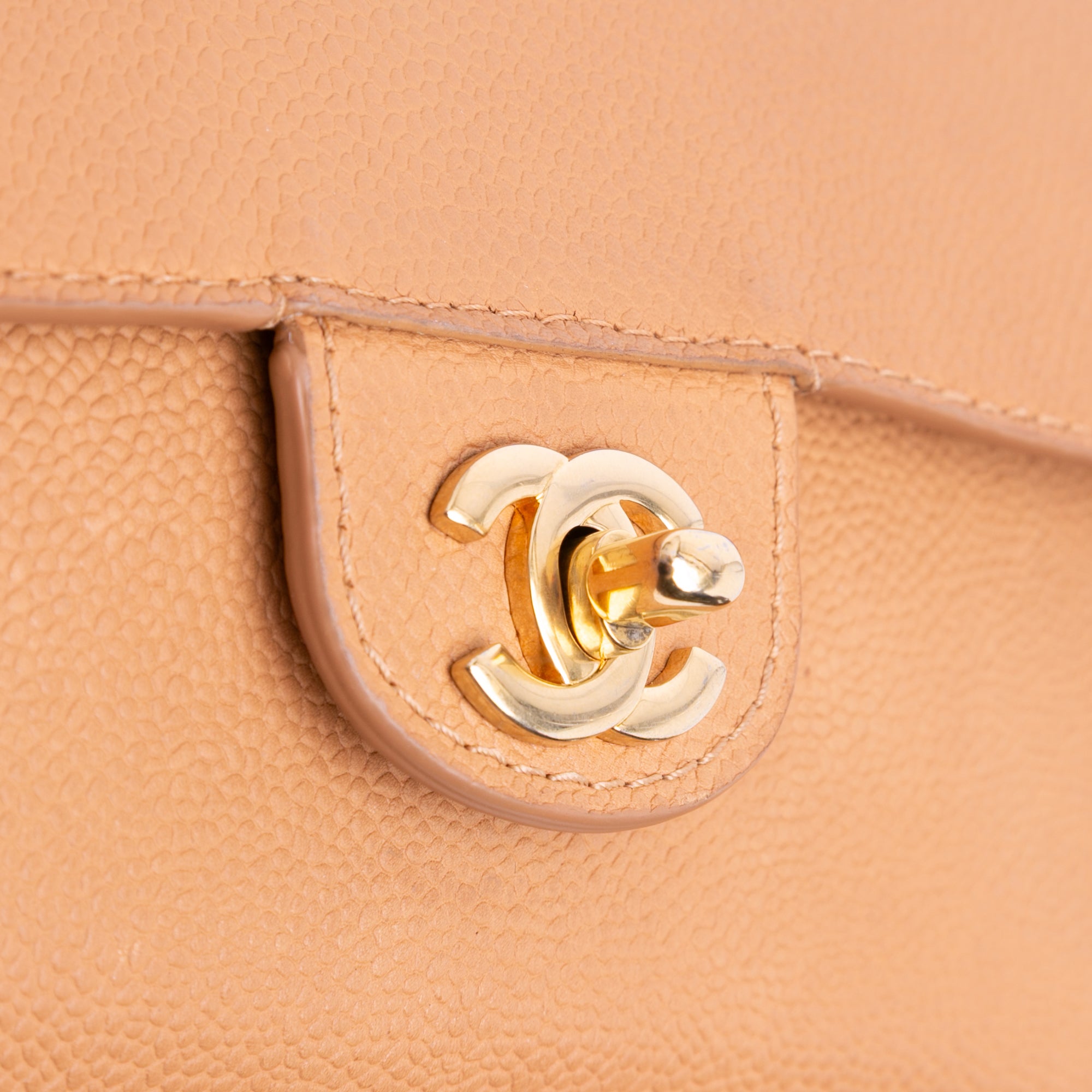 Chanel | Pre-Owned Medium Classic Caviar Pure Double Flap | Brown/Light Brown