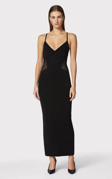 Mixed Pointelle Strappy Gown | Black