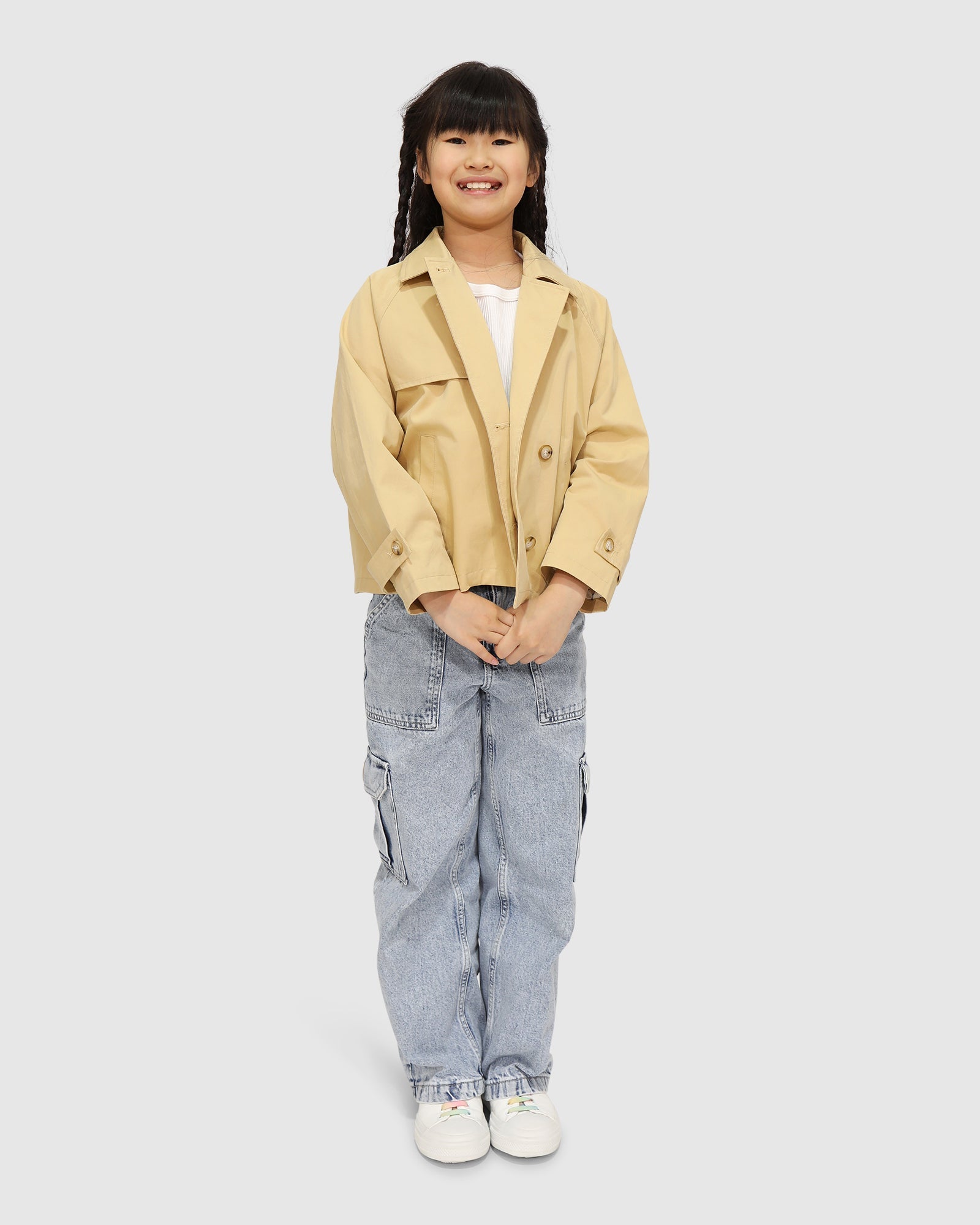Kids | Matilda Cropped Trench Jacket | Khaki