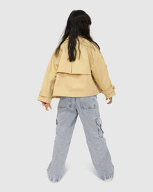 Kids | Matilda Cropped Trench Jacket | Khaki