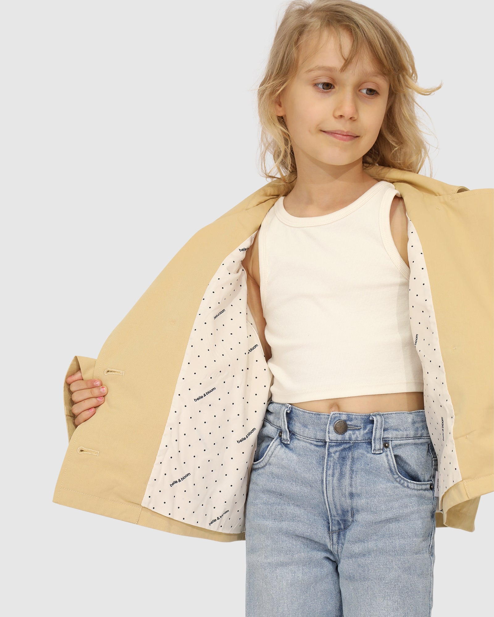 Kids | Matilda Cropped Trench Jacket | Khaki