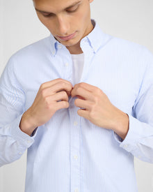 Mens | Oxford Long Sleeve Button Down Shirt | Light Blue/White