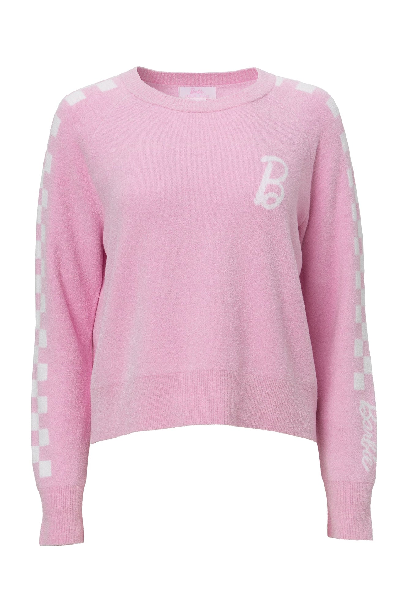 Womens | Cozychic Ultra Lite Checkered Barbie Pullover | Barbie Pink